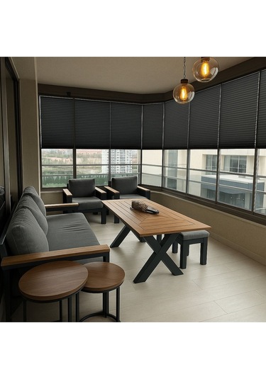 Perdema Kancalı/vidalı Jalvolin Plise Cam Balkon Perdesi - Ofis Perdesi - Mutfak Perdesi - Salon Perdesi Antrasit