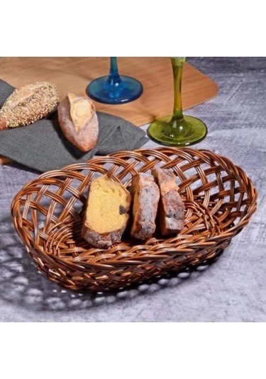 Kosova Spt343 Oval Ekmek Sepeti 27x20x7.5cm Kahverengi