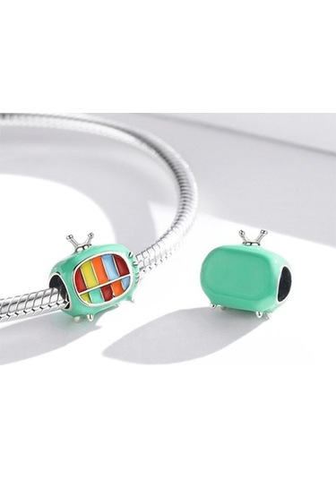 Fastbuy S925 Ayar Gümüş Mini Renkli Tv Boncuk Dıy Bilezik Kolye Aksesuarları Çok Renkli Takı El Sanatı Çok Renkli