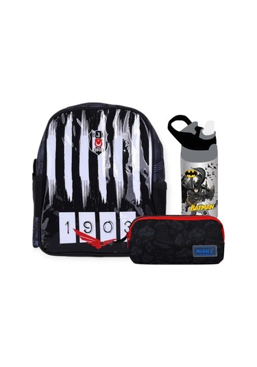 J.k. Anaokul Çantası + Çift Gözlü Kalemlik - Çelik Suluk&matara 1 Çok Renkli