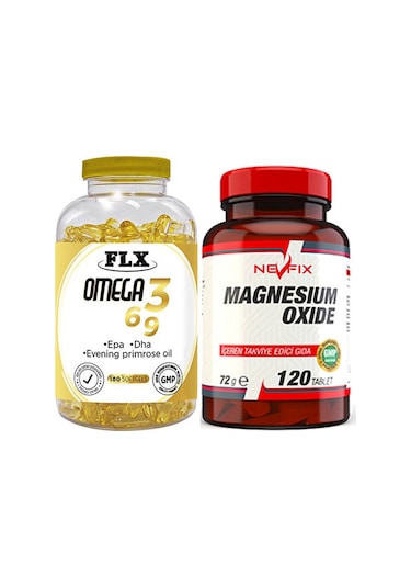 Flx Omega 3-6-9 Balık Yağı 180 Softgel & Nevfix Magnesium Oxide M