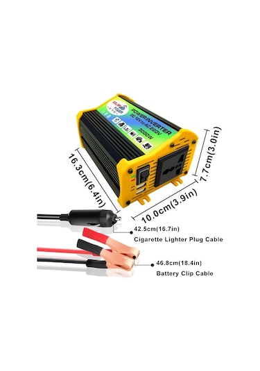 Sones Legend I Nesil Dc12v'den Ac220v 3000w Araç Güç Çeviricisine Siyah