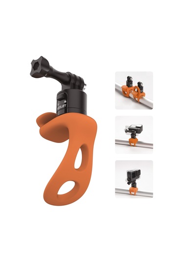 Vkemall Telesın Spor Kamera Silikon Sabitleme Kayışı - Hızlı Çıkarma Özelliği, 2 Seviye Ayar, Turuncu