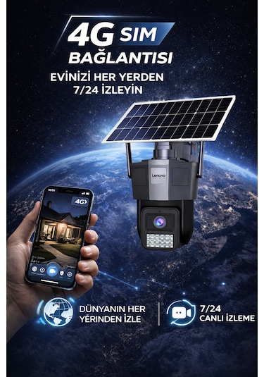 Tek Kameralı 5mp Solar Panelli Sim Kartlı Gece Görüşlü Güvenlik Kamerası