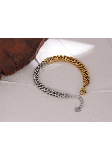 Eetit 316l Paslanmaz Çelik Zincir Yaka Bileklik Kadın Altın - Gümüş