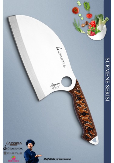 Sürmene Serisi Large Almazan Mutfak Kamp Şef Bıçak Et Ekmek Sebze Kamp Şef Bıçağı Kahve Mft-231 Kahverengi