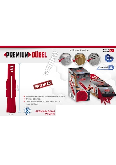 Made Premium Dübel 8x50mm 200 Adet