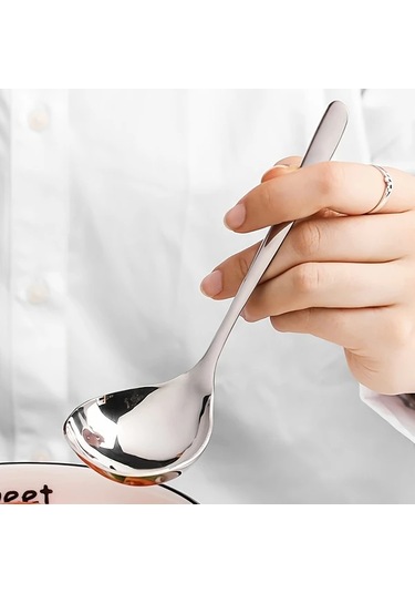 Elmpaly 1 Adet Paslanmaz Çelik Derin Çorba Kaşığı Kalın Servis Kepçesi