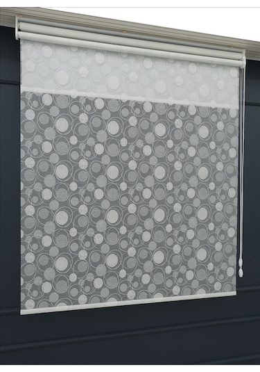 Çift Mekanizmalı Tül+stor Güneşlik Perde Çiftli Sistem - 2 Perde Tek Ürün Beyaz1