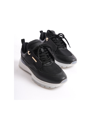 D0852 Günlük Ortopedik Kadın Garantili Sneaker Spor Ayakkabı Siyah