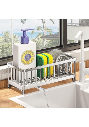 Pazly Kapalı Sünger Tutucu Paslanmaz Çelik Organizatör Mutfak Lavabo Süzgeç Fırçası Tutucu Siyah
