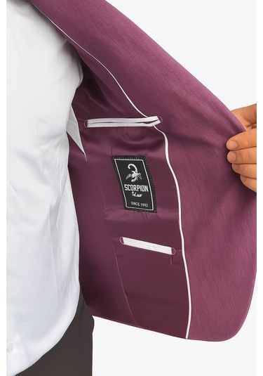 Plus Scorpion Mor Erkek Slim Fit Tek Düğmeli Blazer Ceket Astarli, Şık Ve Modern Kesim Mor