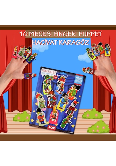 Tox Karagöz . Hacivat 10 Parça Parmak Kukla Set T224
