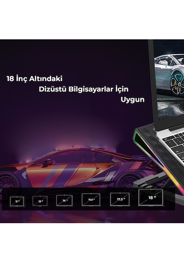 Bix BX-CP01G RGB Aydınlatmalı Dijital Kademeli Gaming Notebook Soğutucu
