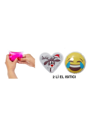 Gülen Emoji Beyaz Geyik Cep Sobası,el Isıtıcı,2 Adet Sıcak Su Tor