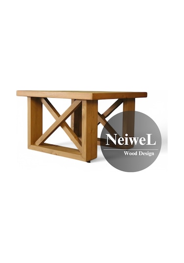 Neiwel Moza Doğal Ahşap Ofis Sehpa-100-100 Açık Ceviz