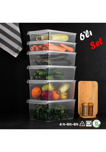 Porsima 6 Adet Kapaklı Dolap İçi Ve Buzdolabı İçi Düzenleyici ŞEFFAF