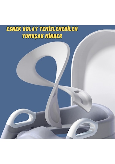 Dekohop Çocuk Merdivenli Klozet Adaptörü Yükseklik Ayarlı Pratik Gri