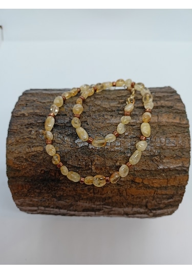 Balık Hediyelik Sitrin ve Hematit Taşı Doğaltaş Özel Tasarım Kolye Krem