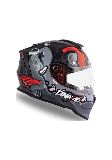 Dinamo Fishuga Siyah-kırmızı-gri Kask C2 Mat Siyah