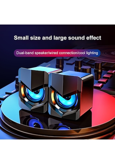 Springsun Sada D-158 Mini Masaüstü Bilgisayar Hoparlörü Süper Bas Subwoofer 3.5mm Kablolu Müzik Çala