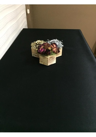 Finezza Kristal Monoray Kumaş Siyah Masa Örtüsü Dikdörtgen 140X2