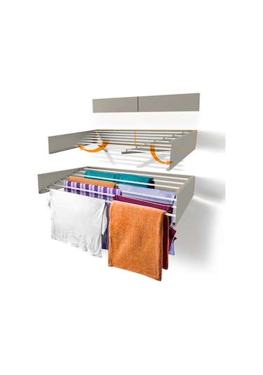 Kurutmalık Çamaşır Askısı - Duvara Monte Çamaşırlık - Patentli Tasarım Cappuccino-120cm Cappuccino