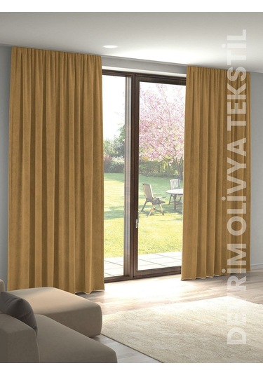 Shy Tekstil Lüks 1. Sınıf Deve Tüyü Ada Fon Perde - En X Yükseklik Ölçülerinde Düz Dikim, Şık Ve Modern Tasarım Deve Tüyü