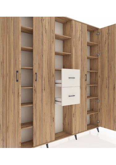 Arges Dolap 15 Raflı 2 Çekmeceli 4 Kapaklı 220x30x243 Çam-çam/aytaşı Atlas Çam/aytası