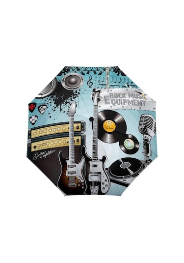 Herşey Nota Gitar Plak Dj Nota Müzik Şemsiye 1087 Çok Renkli
