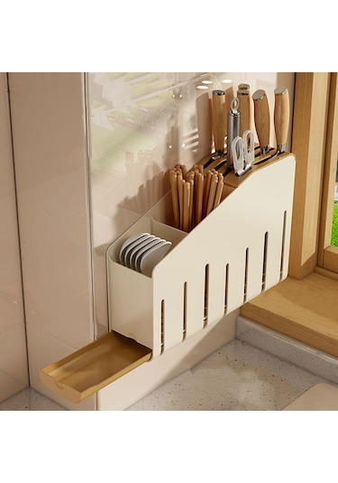 Suntek Çatal Bıçak Takımı Alet Kurutma Rafı Çubuk Beyaz