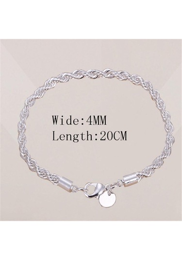 Kadın Bilezik Halat Bükülmüş Stil El Zinciri Bilezik Fasion Gümüş