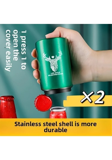 Oldfriend Yeşil 2 Adet Otomatik Bas Çek Bira Şişe Açacağı Paslanmaz Çelik Tek Elle Kullanım Yeşil 2 Adet