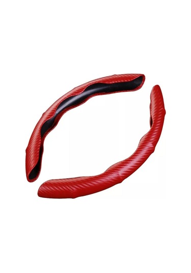 Kaymaz Direksiyon Simidi Yükseltici Kılıfı Karbon Fiber Araba Direksiyon Simidi Tutacakları Kılıfı Kırmızı