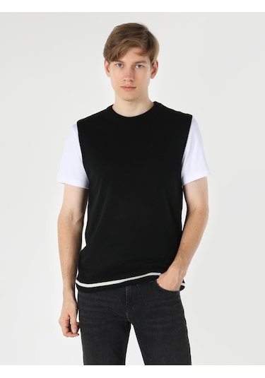 Colin's Slim Fit Siyah Erkek Triko Kazak CL1064522_Q1.V1_BLK