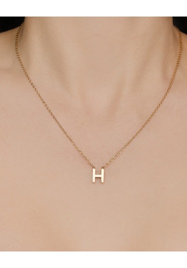 Lekka Design Kadın Kararmaz Çelik Takı H Harf Kolye Altın