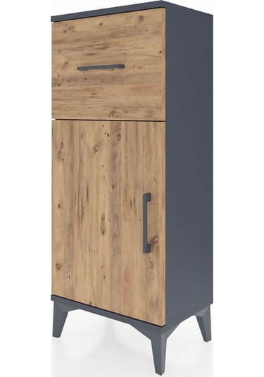 Arges Komodin Tek Raflı Tek Çekmeceli Tek Kapaklı 44x30x106 Antrasit-çam Antrasit