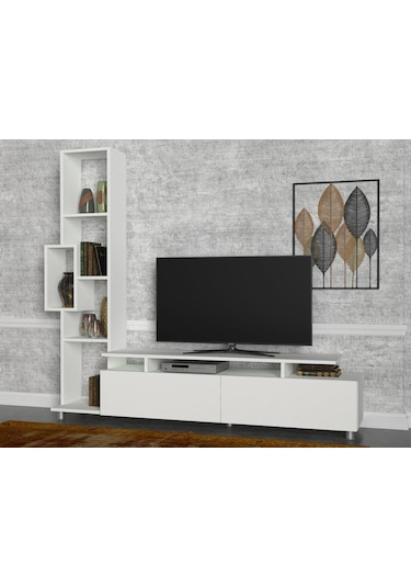 Dekorister Tulip Kitaplıklı Tv Ünitesi Beyaz