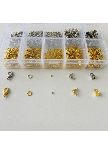 Kutulu Set 9 - 530 Adet Takı Yapım Ve Tamir Seti - Altın Ve Gümüş Renk - Pense Ve Misineli