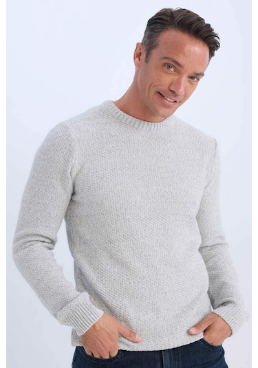 DeFacto Standart Fit Normal Kesim Bisiklet Yaka Dokulu Basic Düz Triko Kazak R1175AZ24WNGR210