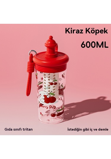 Yeni Büyük Kapasiteli Karikatür Pipetli Bardak Yavru Köpek