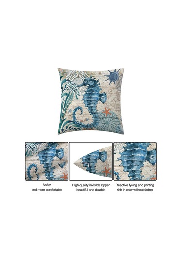Monyee Deniz Stili Su Geçirmez Dış Mekan Yastık Kılıfı - Ev Dekorasyonuna Klasik Güzellik Ve Deniz Rengi Katın Diğer
