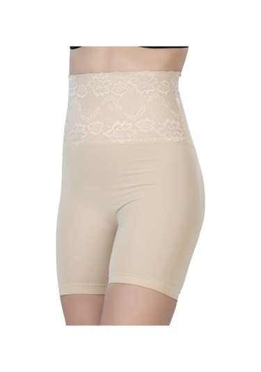 Emay Önü Dantelli Yüksek Bel Boxer Korse 2091 Ten