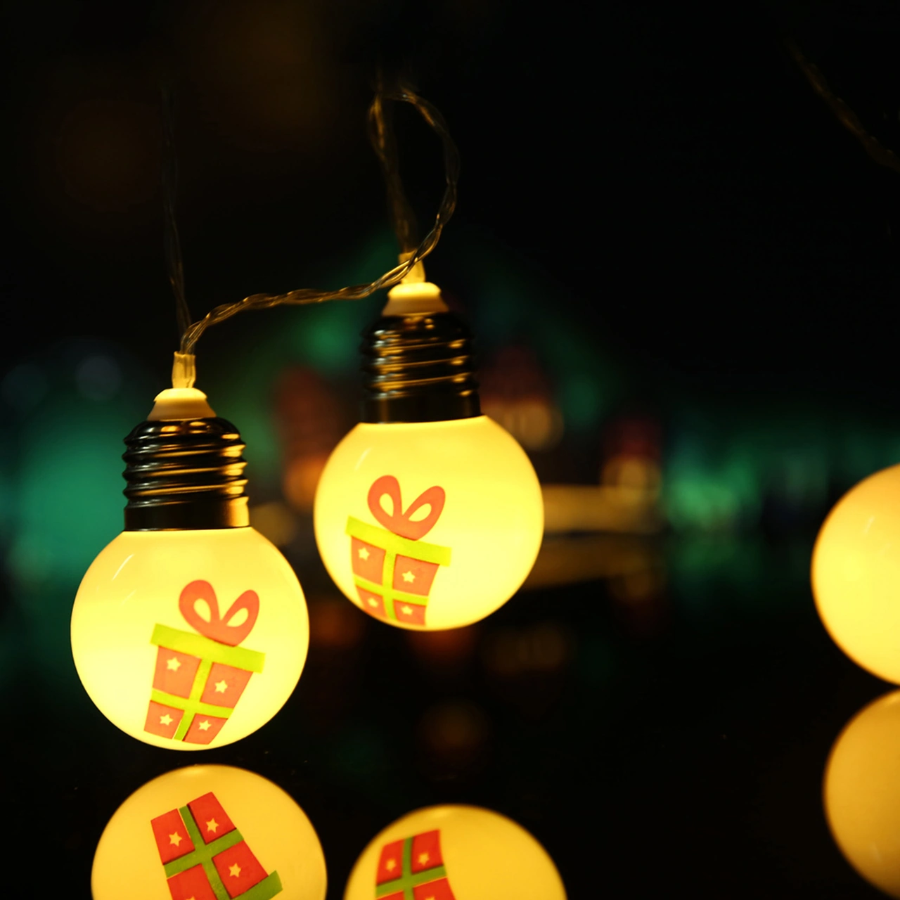 Youtek 1.5m 10 Led Noel Hediyesi Desenli Sürekli Aydınlatma Işık Zinciri - Noel Ve Bayram Dekorasyonu 2xaa Pil Gerekiyor, Pil Dahil Değil Diğer