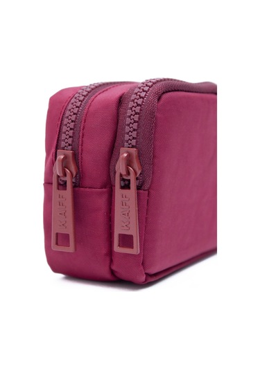 01105 Krinkıl Kumaş Bordo Suya Dayanıklı Çift Bölmeli Gözlü Kalemlik Kalem Kutusu