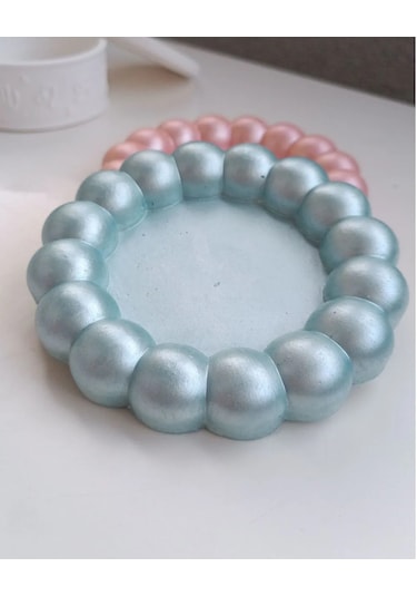 Sedefli Bubble Dekoratif Tabak Seti Takı Tabağı Mavi/pembe