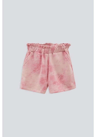 Kıds Gırl Batik Desenli Nakışlı Şort Pembe