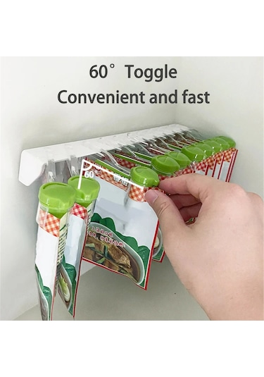 Mutfak Baharat Düzenleyici Raf - 3/6/10 Parça/set Deliksiz Askı Tasarımı İle Asılan Mutfak Baharat Çantası Depolama Rafı, Kilitli Klips Ve Dağıtıcı İle Baharat Depolama Düzenleyici Raf. Beyaz