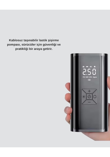 Dijital Ekranlı Kablosuz Hava Pompası Led Işıklı 12v 80w Mavi