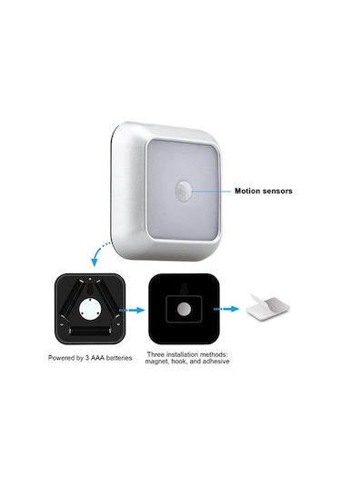 Fortunelane Kişi Algılama Led Gece Lambası - 5m/120 Algılama - Manyetik/örgü/çivi Kurulum - Beyaz Kasa Soğuk Işık Beyaz Beyaz